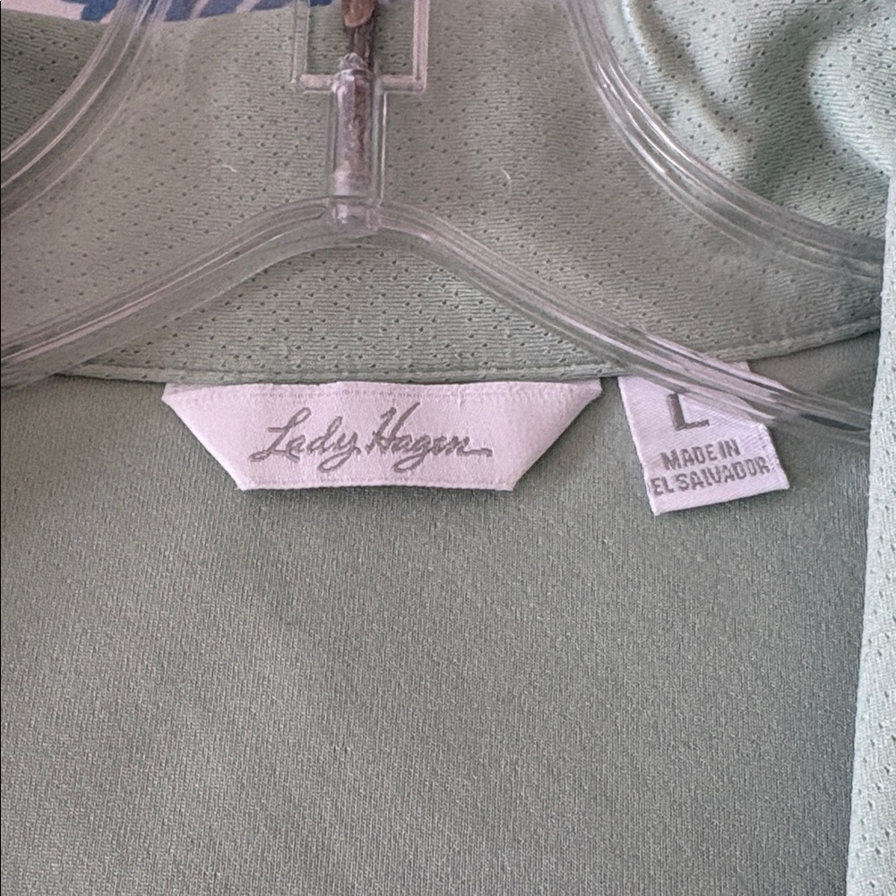 Lady Hagen Light Green Sleeveless V-Neck Shirt. ⛳️ Large. EUC - Picture 3 of 5